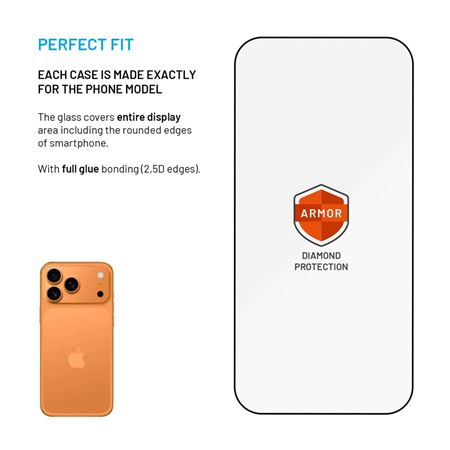 Fixed Screen protector | Apple | iPhone 17 Pro Max | Tempered glass | Black | Armor with Anti-dust applicator and AR layer