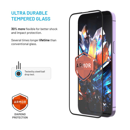 Fixed Screen protector | Apple | iPhone 17 Pro Max | Tempered glass | Black | Armor with Anti-dust applicator and AR layer