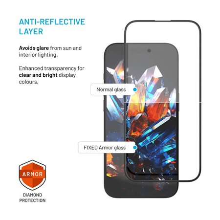 Fixed Screen protector | Apple | iPhone 17 Pro Max | Tempered glass | Black | Armor with Anti-dust applicator and AR layer