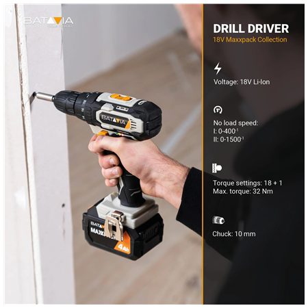 Batavia B.V. 18V Drill Driver - Without Battery and Charger in BMC
