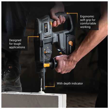 Batavia B.V. 18V Cordless Brushless Rotary Hammer SDS+, Without Battery and Charger in BMC
