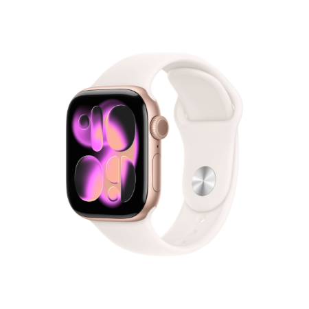Apple Watch Series 11 GPS + Cellular 42mm Rose Gold Aluminium Case with Light Blush Sport Band - S/M | Apple