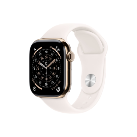 Apple Watch Series 11 GPS + Cellular 42mm Gold Titanium Case with Light Blush Sport Band - M/L | Apple