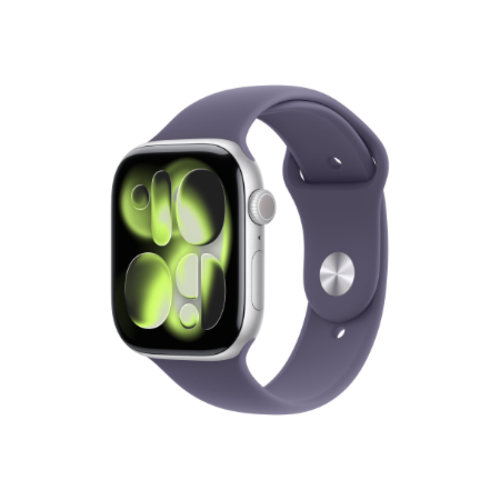 Apple Watch Series 11 GPS + Cellular 46mm Silver Aluminium Case with Purple Fog Sport Band - M/L | Apple