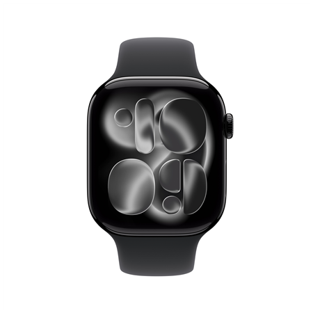 Apple Watch Series 11 GPS + Cellular 46mm Jet Black Aluminium Case with Black Sport Band - M/L | Smart watch | LTPO OLED Always-