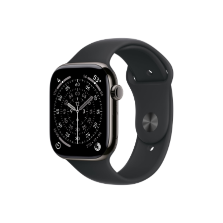 Apple Watch Series 11 GPS + Cellular 46mm Slate Titanium Case with Black Sport Band - M/L | Apple