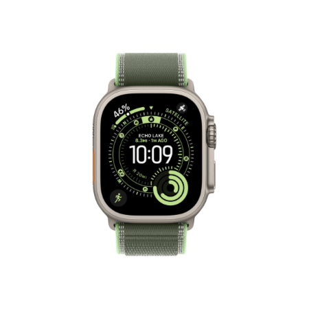 Apple 49mm Green/Neon Trail Loop - S/M - Natural Titanium Finish | Apple