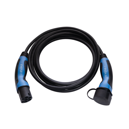 Evaka EV charging cable Type2-Type2, 22 kW, 32 A, 5x6 mm2, 1x0.5 mm2, 5 m | EVA503325 | Black