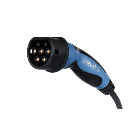 Evaka EV charging cable Type2-Type2, 22 kW, 32 A, 5x6 mm2, 1x0.5 mm2, 5 m | EVA503325 | Black