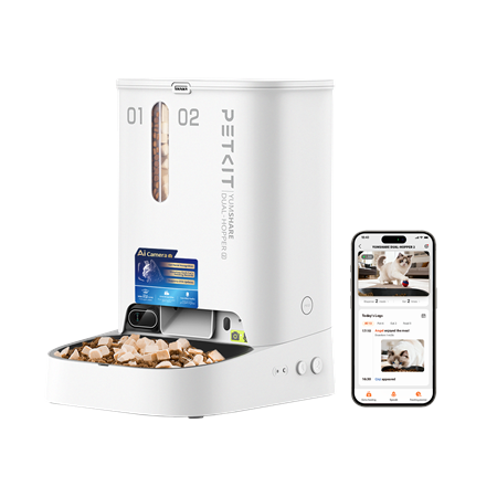 PETKIT YumShare Dual-hopper 2 Automatic Feeder with Camera | Capacity 5 L | Material ABS, 304 stainless steel | White