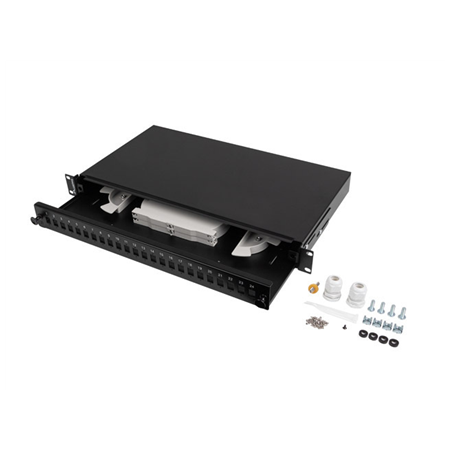Lanberg Rackmount 19" 1U Fiber Patch panel 24xSC Simplex/24XLC Duplex Black with Accessories | FOP1-24SS-LDB