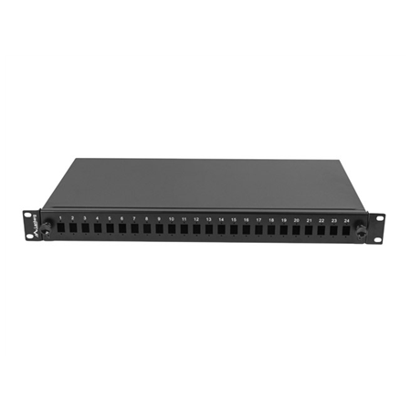 Lanberg Rackmount 19" 1U Fiber Patch panel 24xSC Simplex/24XLC Duplex Black with Accessories | FOP1-24SS-LDB
