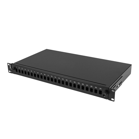 Lanberg Rackmount 19" 1U Fiber Patch panel 24xSC Simplex/24XLC Duplex Black with Accessories | FOP1-24SS-LDB