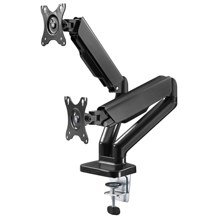 Goobay Desk Mount | Double Monitor Mount with Gas Spring | Swivel, Tilt, Rotation | 17-32 " | Maximum weight (capacity) 9 kg | B