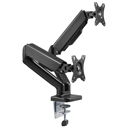 Goobay Desk Mount | Double Monitor Mount with Gas Spring | Swivel, Tilt, Rotation | 17-32 " | Maximum weight (capacity) 9 kg | B