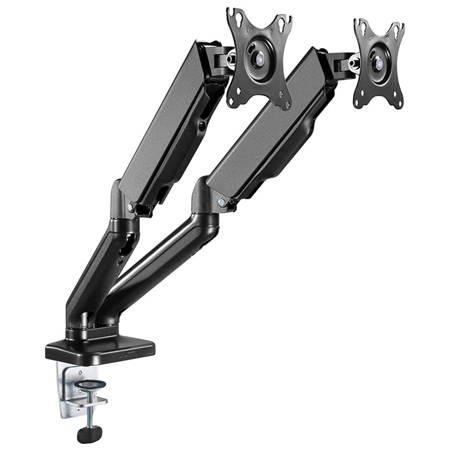 Goobay Desk Mount | Double Monitor Mount with Gas Spring | Swivel, Tilt, Rotation | 17-32 " | Maximum weight (capacity) 9 kg | B