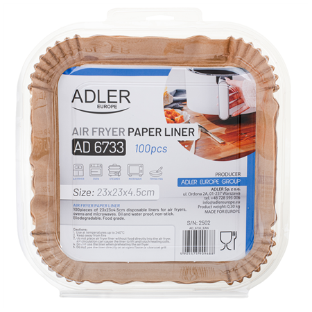 Adler Paper Liners for Air Fryer | AD 6733 | 100 pcs