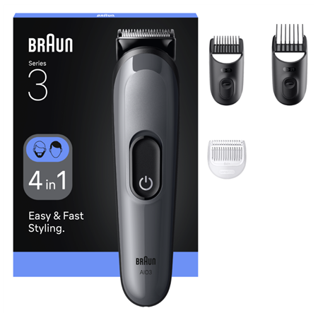 Braun 4-in-1 Grooming Kit | All-in-One Series 3 AIO3500 | Cordless | Number of length steps 14 | Black