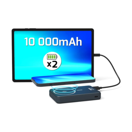 PORT CONNECT | USB-C external battery PD, Wireless Qi2 | 10000 mAh | Blue