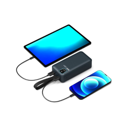 PORT CONNECT External USB-C battery integrated lamp | 30000 mAh | Blue