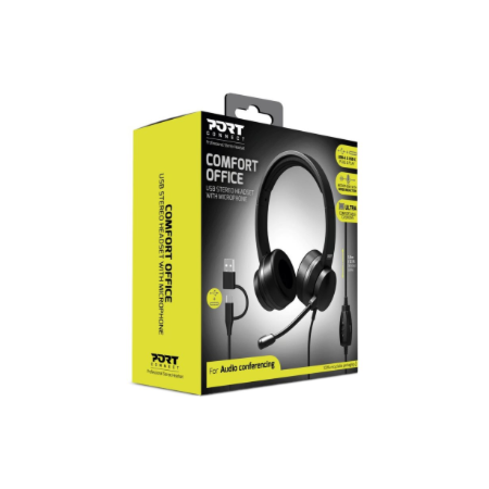 PORT CONNECT | USB Comfortable Stereo Office Microphone Headset | Built-in microphone | Wired | Black