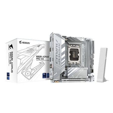 Gigabyte B860I AORUS PRO ICE | Processor family Intel | Processor socket LGA1851 | DDR5 | Supported hard disk drive interfaces S