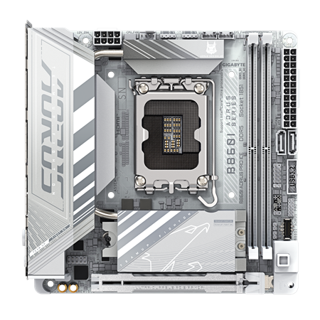 Gigabyte B860I AORUS PRO ICE | Processor family Intel | Processor socket LGA1851 | DDR5 | Supported hard disk drive interfaces S
