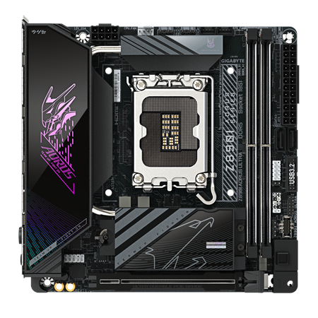 Gigabyte Z890I AORUS ULTRA | Processor family Intel | Processor socket LGA1851 | DDR5 | Supported hard disk drive interfaces M.2