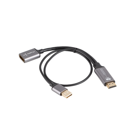 Lanberg HDMI (M) to Displayport (F) Adapter 4K on cable 20cm, Silver | AD-HD-DP-02