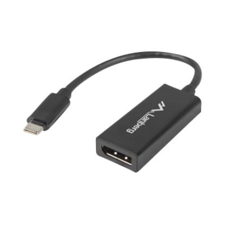 Lanberg USB-C (M) 3.1 to Displayport (F) Adapter cable 15cm, Black | AD-UC-DP-01