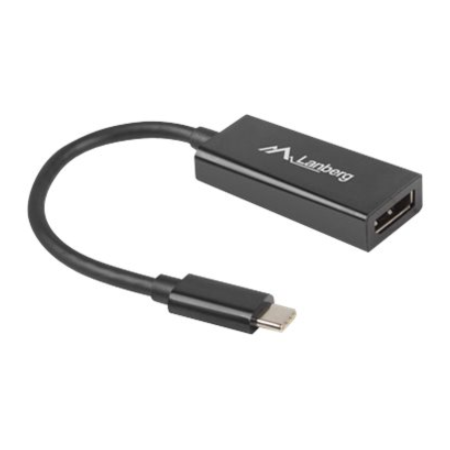 Lanberg USB-C (M) 3.1 to Displayport (F) Adapter cable 15cm, Black | AD-UC-DP-01