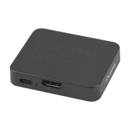 Lanberg Splitter video HDMI to 2X HDMI 4K, USB-C Port, Black | SPV-HDMI-1002