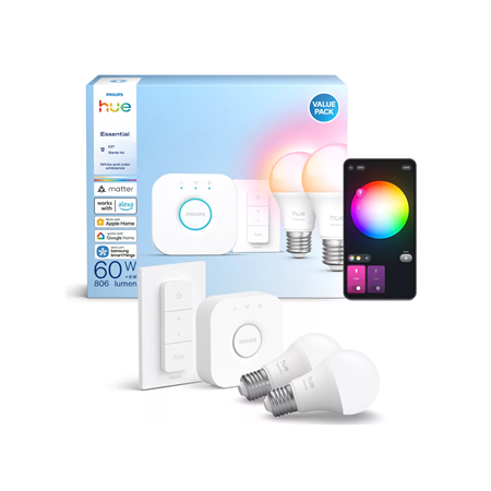 Philips Hue E WCA 806 A60 2kit SW EU | E27 | 8 W | 16 million colors, White and colored light