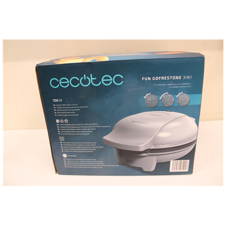 SALE OUT. Cecotec Waffle Maker | Fun Gofrestone 3in1 | 700 W | Number of pastry 3 | Waffle/Muffin/Donut | White | MISSING DOUGHT