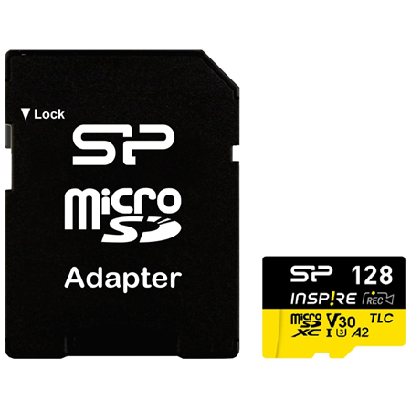 Silicon Power Memory card with adapter | Inspire | 128 GB | microSDXC | Flash memory class C10, UHS-I U3, V30, A2