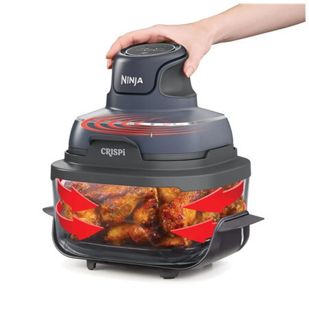 NINJA | 4-in-1 Portable Glass Air Fryer | FN101EUGY Crispi | Power 1700 W | Capacity 3.8 L | Blue/Black