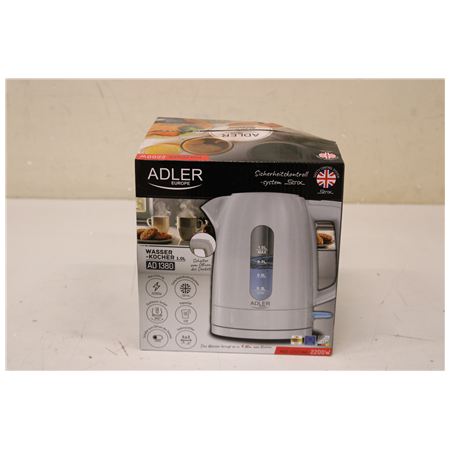SALE OUT. Adler AD 1380w Electric kettle, Plastic, 1 L, White | SALE OUT. Adler Kettle | AD 1380w | Electric | 2200 W | 1 L | Po
