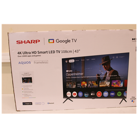 SALE OUT. Sharp 43HL4265E | 43 | Smart TV | Google TV | UHD | Black | DAMAGED PACKAGING