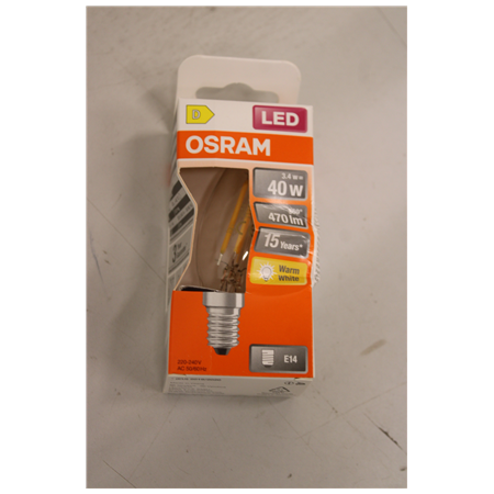 SALE OUT. Osram Parathom Classic Filament | E14 | 3.4 W | Warm White | DAMAGED PACKAGING