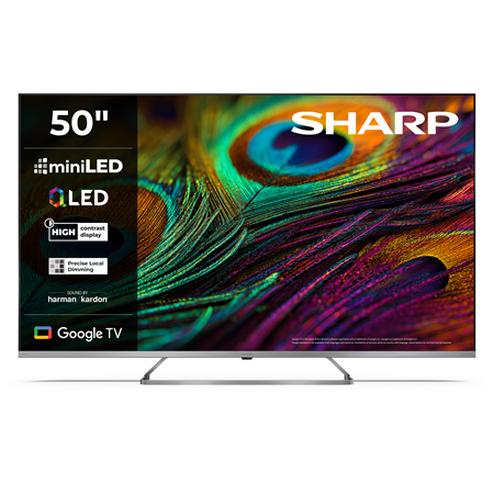 Sharp 4K QLED MiniLED TV | 50JP7265E | 50 | Smart TV | Google TV | UHD | Silver
