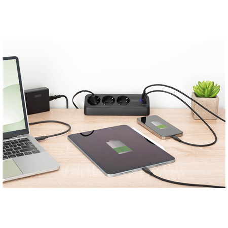 Digitus 3-way office socket strip with 2x USB-A and 1x USB-C connections | DA-70625
