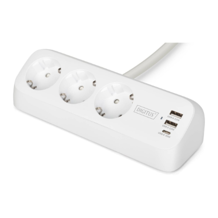 Digitus 3-way office socket strip with 2x USB-A and 1x USB-C connections | DA-70626