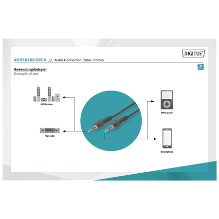 Digitus Audio Connection Cable, Stereo | AK-510100-025-S