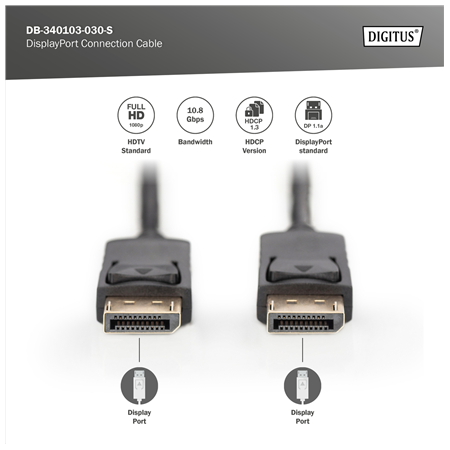 Digitus | DisplayPort Connection Cable | AK-340103-030-S | 3 m