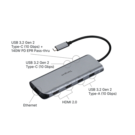 Targus Dual Video Mobile Dock with 140W EPR Pass-Thru | DOCK427GL | HDMI ports quantity 2