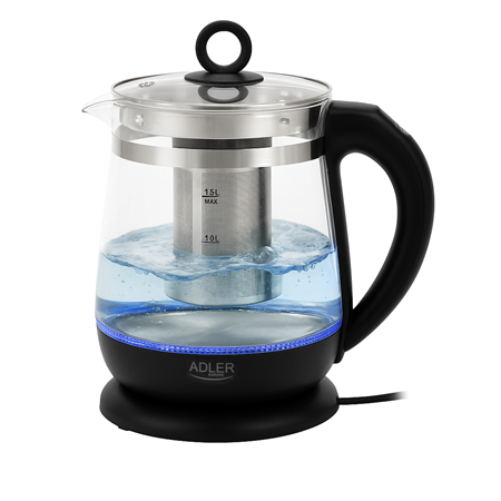 Adler Kettle | AD 1299 | Electric | 2200 W | 1.5 L | Glass | 360° rotational base | Black