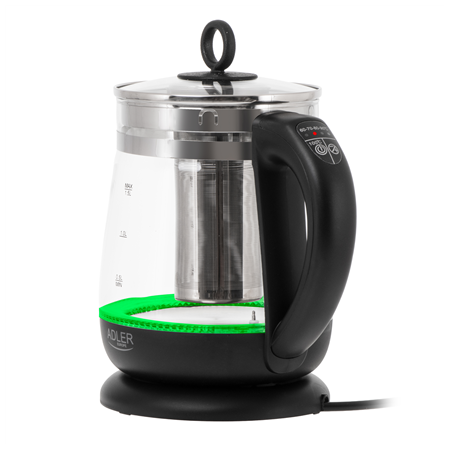 Adler Kettle | AD 1299 | Electric | 2200 W | 1.5 L | Glass | 360° rotational base | Black