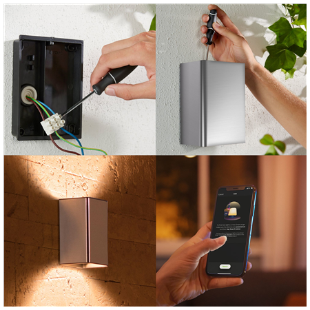 Philips Hue WCA Resonate Outdoor Wall Lantern, Inox | 8 W | 2000-6500 Hue White Colour Ambiance