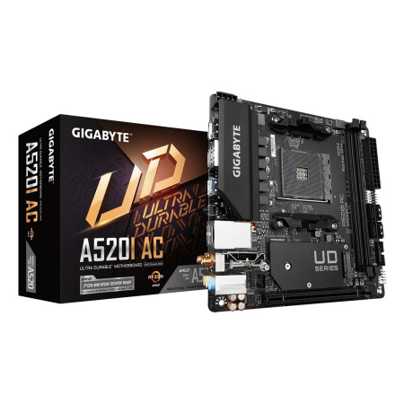 GIGABYTE A520I AC pagrindinė plokštė AMD A520 AM4 lizdas mini ITX
