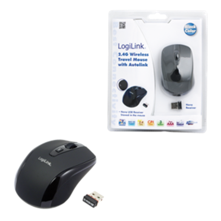 Logilink | Maus optisch Funk 2.4 GHz | 2.4GH wireless mini mouse with autolink | wireless | Black
